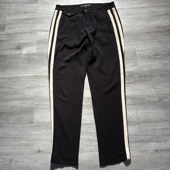 rag & bone Pants - Rag & Bone Milo Side Stripe Zip Track Pants black/cream color Sz 2